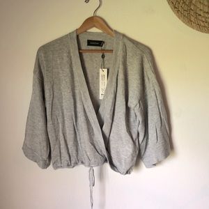 Minkpink Wool Blend Wrap Sweater in Gray